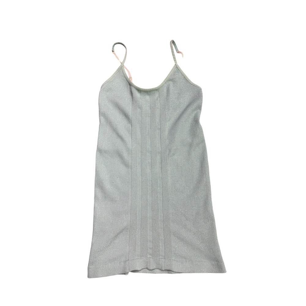 Free People Intimately Mint Green Shimmer Cami Tank Top Open Back Criss Cross XS